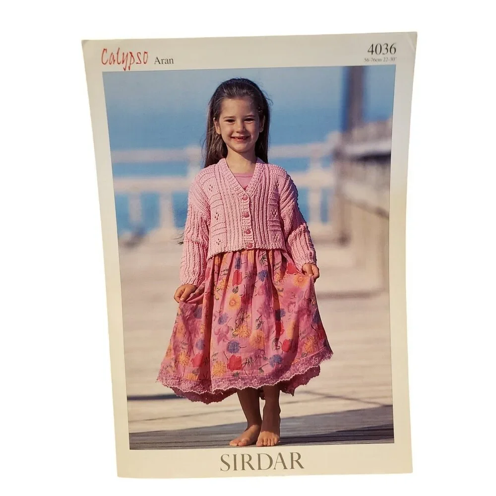 New Sirdar 4036 Calypso Aran Child Cardigan Sweater Knitting Pattern